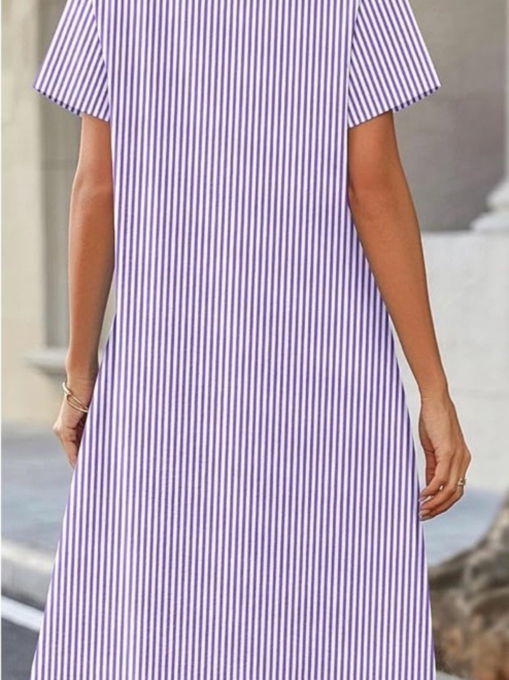 zeagoo Lavender & White Striped Button-Front Swim Coverup - Picture 7 of 10